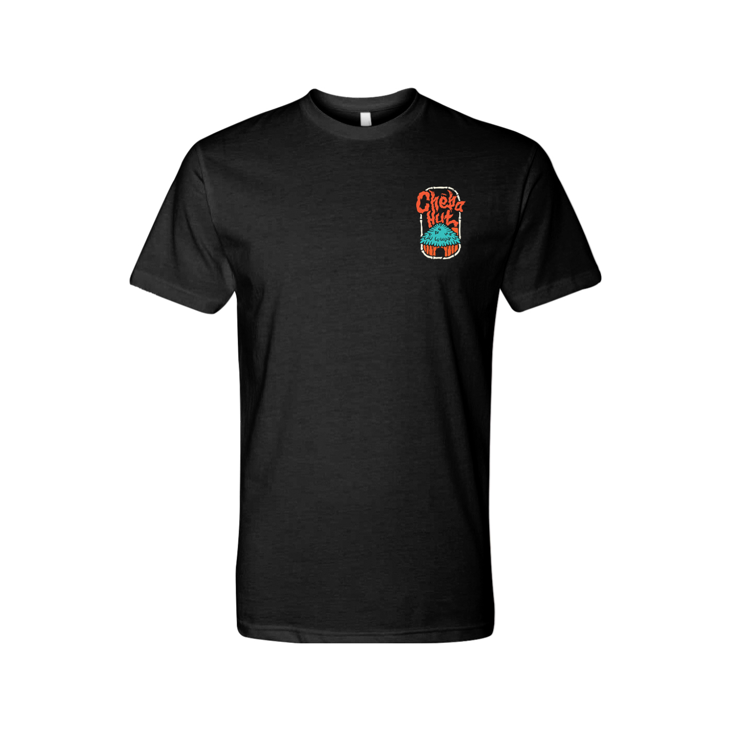 Cheba Hut Wizard Tee in black featuring a small hut with the words "Cheba Hut" above. 
